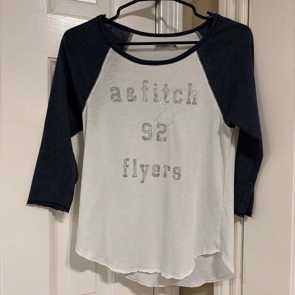 Abercrombie Kids A&Fitch 92 Flyers Graphic Raglan 3/4 Sleeve Baseball Tee